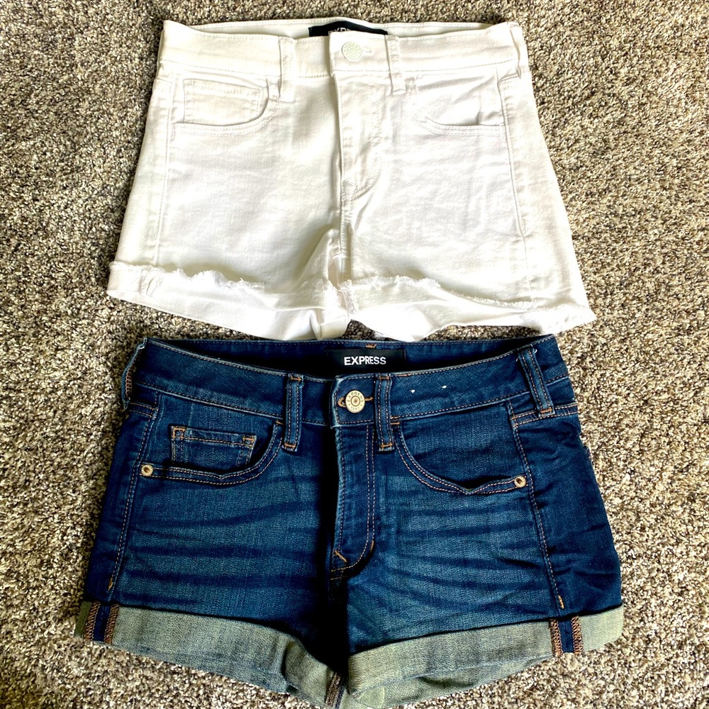 Two pairs of Express jean shorts size 00